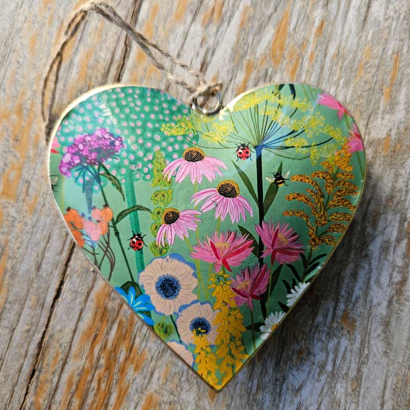 Springtime Green Metal Heart Ornament (a)