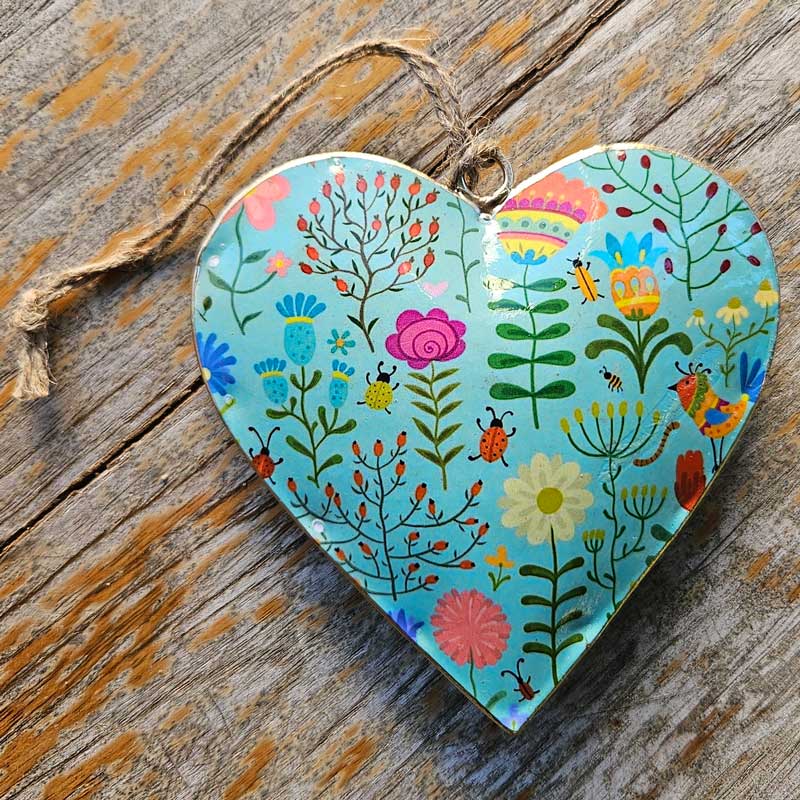 Springtime Green Metal Heart Ornament (c)