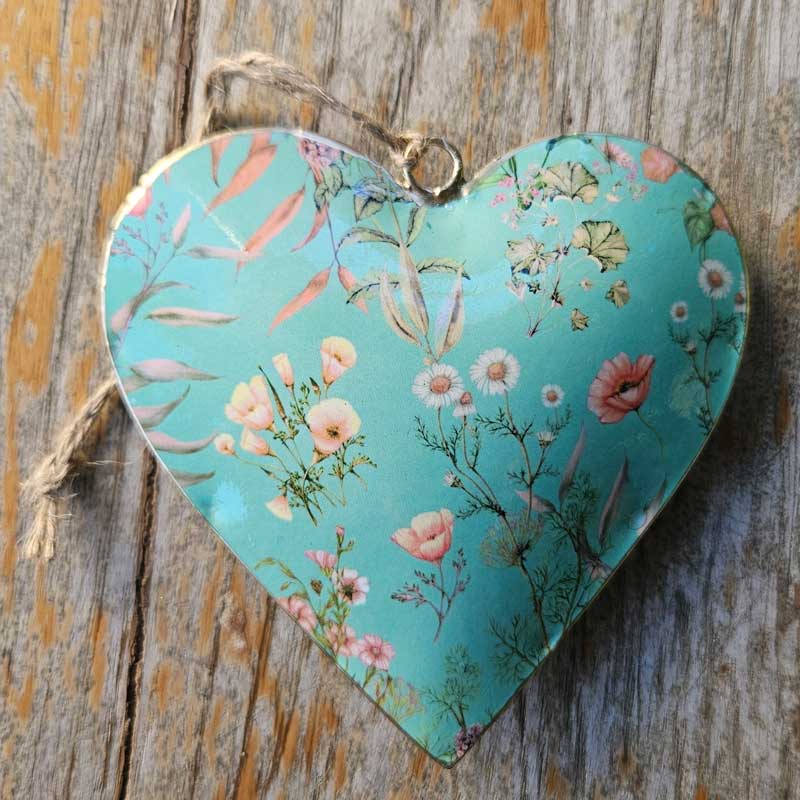Springtime Green Metal Heart Ornament (d)