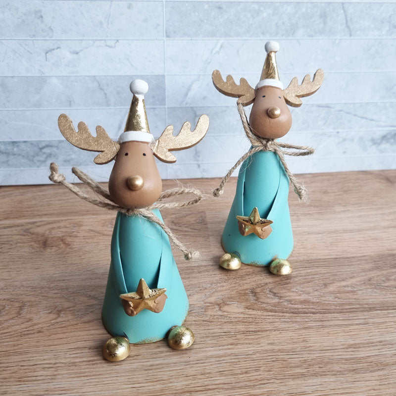 Standing Christmas Reindeer - Aqua
