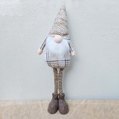 Tall Standing Christmas Gnome With Brown Checks