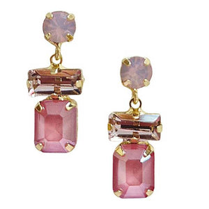 Statement Pink Gem Earrings by Zoda