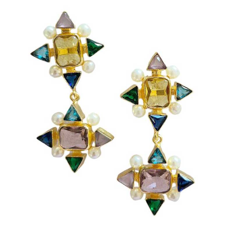 Statement Multicolour Gem Earrings by Zoda
