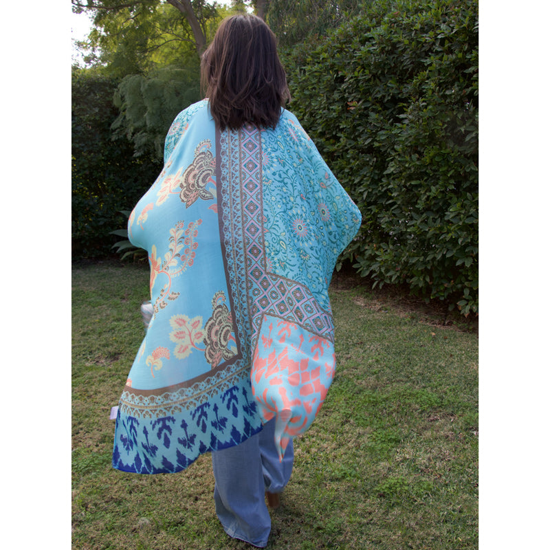 Summer Cruise Aqua Kimono