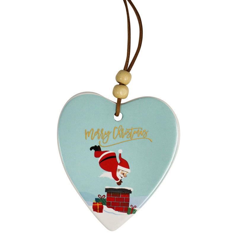 Super Santa Merry Christmas Hanging Heart Ornament