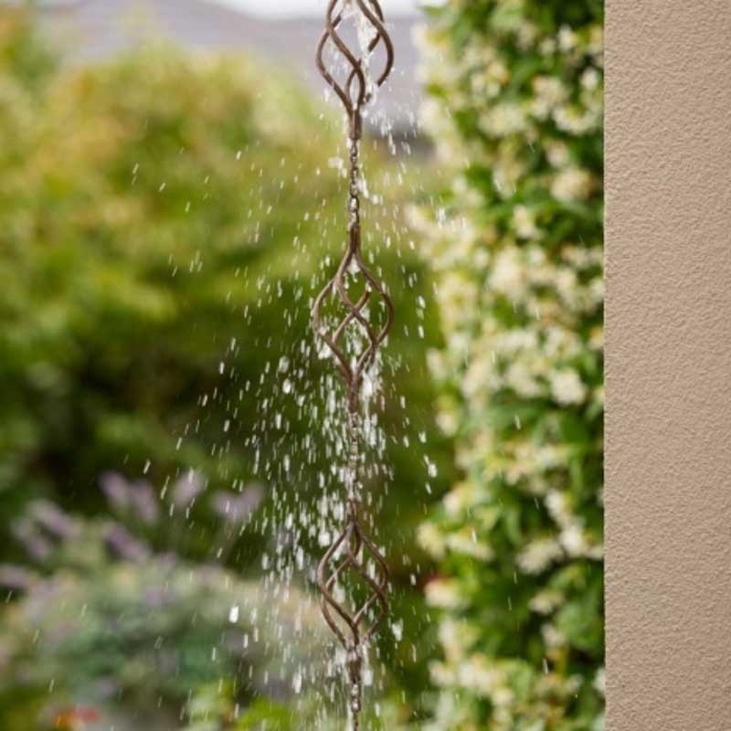 Swirl Rain Chain - Rust