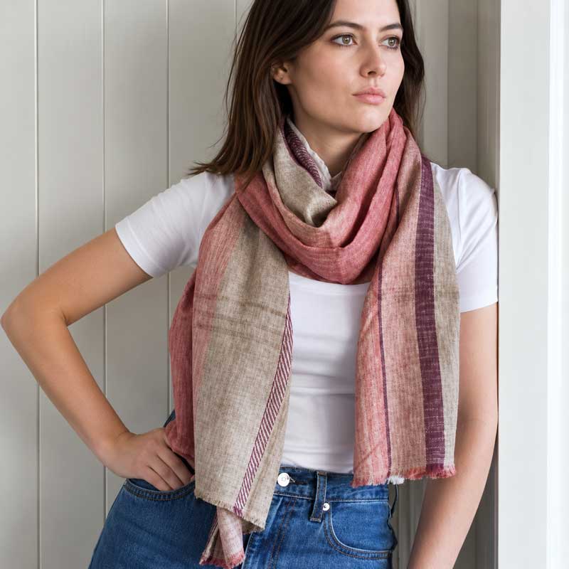 Tangier Scarf - Nougat & Persimmon Recycled Cotton