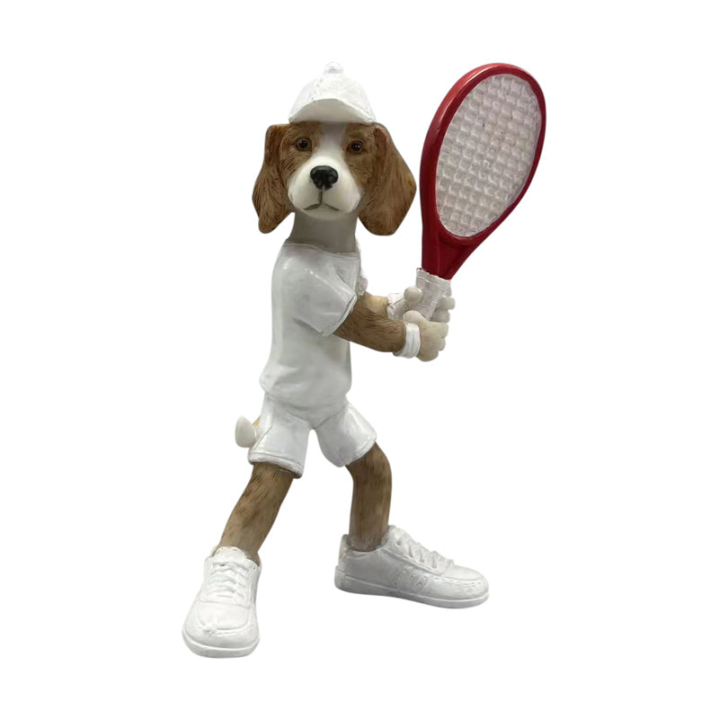 Tennis Playing Beagle Dog Figurine