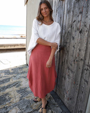 The Capri Cotton Skirt - Soft Terracotta