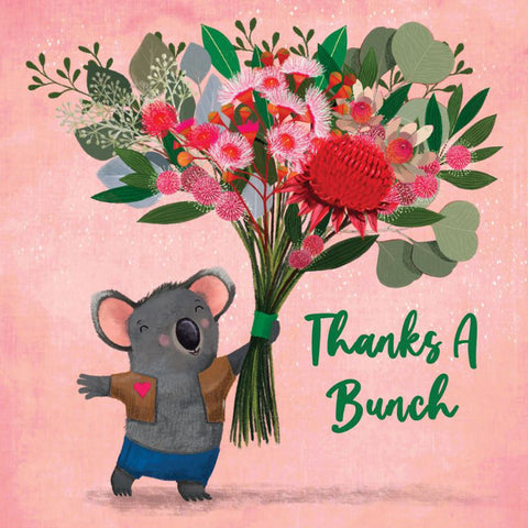Thanks A Bunch Koala Native Flowers Greeting Card