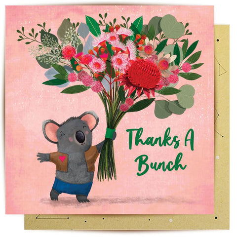 Thanks A Bunch Koala Native Flowers Greeting Card