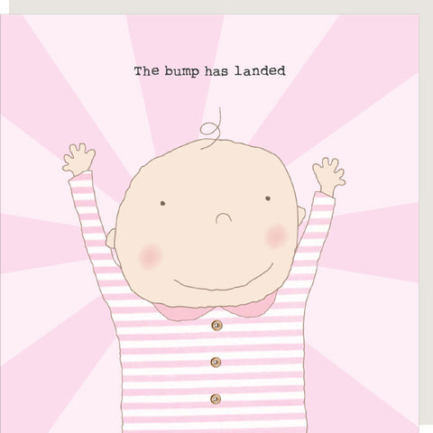 Rosie Made A Thing New Baby Card - The Bump Has Landed (Pink)