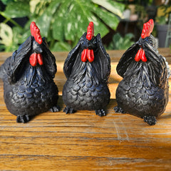 Three Wise Chickens - Black