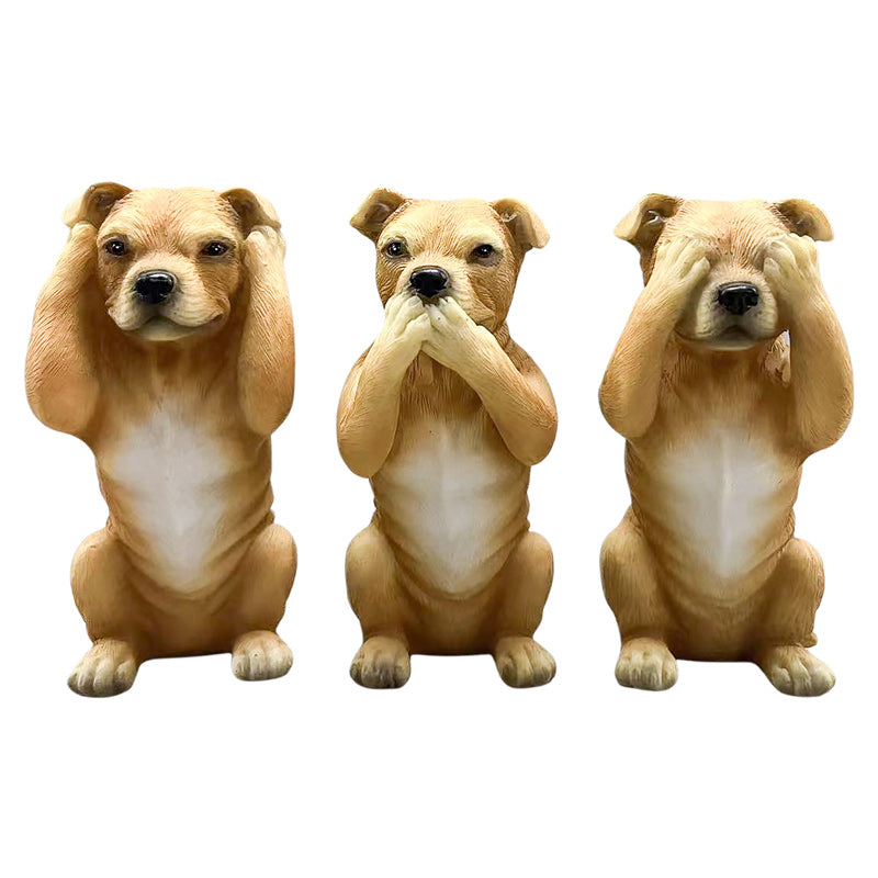 See No Evil, Hear No Evil, Speak No Evil Staffies - Fawn