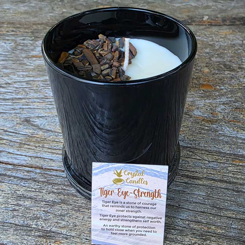 Tiger Eye Crystal Soy Candle - Caramel Vanilla Large 320g
