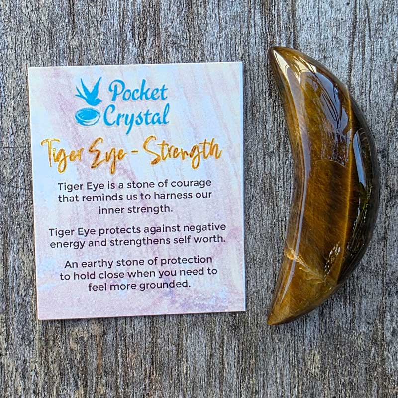 Tiger Eye Pocket Crystal Moon - Strength