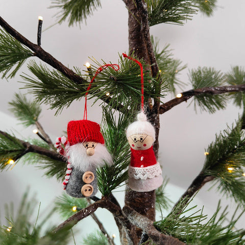 Hanging Tomte Grandparents Christmas Ornament Set of 2