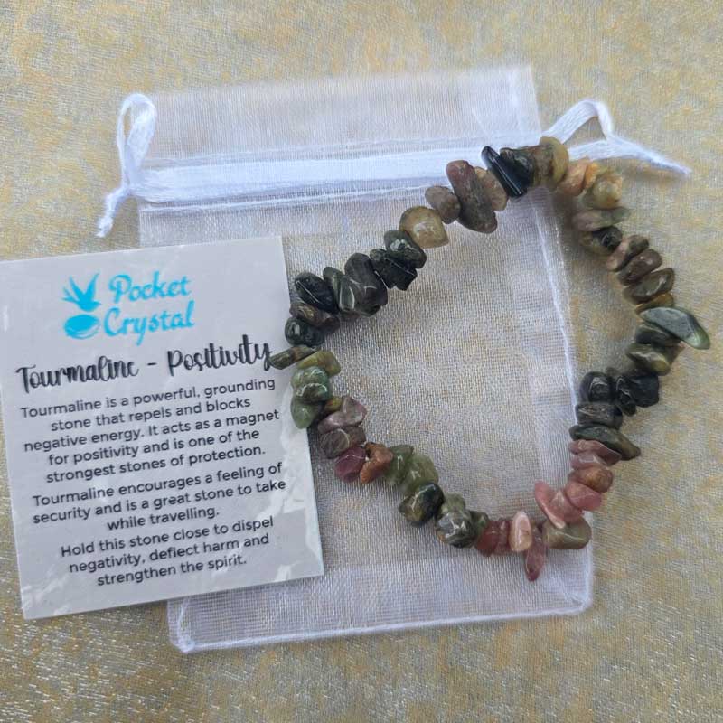 Multicolour Tourmaline Crystal Chip Stretch Bracelet