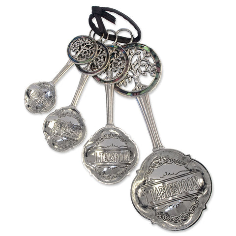 Set of 4 Metal Tree of Life Measuring Spoons Gift Boxed