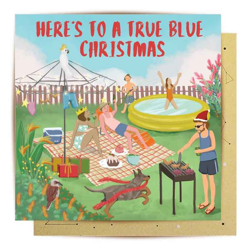 True Blue Aussie Christmas Greeting Card