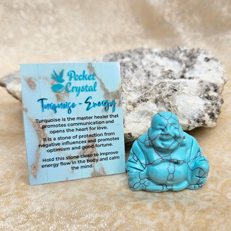 Turquoise Pocket Crystal Happy Buddha - Energy