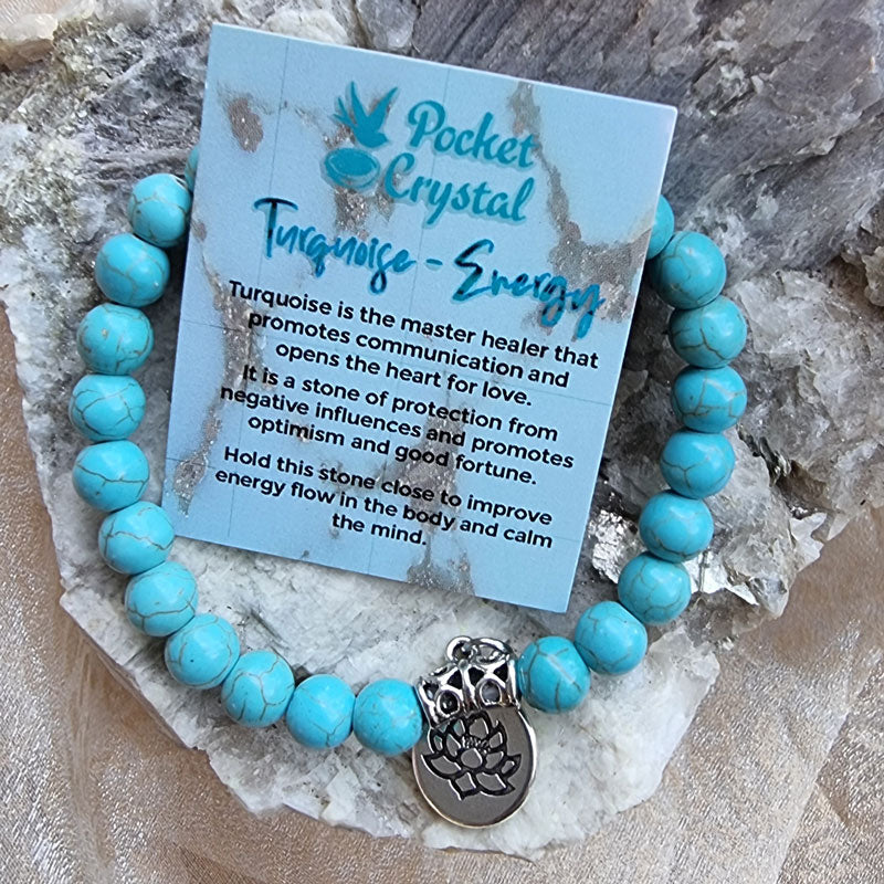 Turquoise Lotus Stretch Bracelet