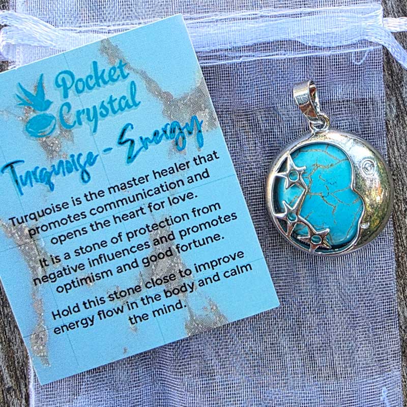 Sun Moon & Stars Turquoise Pendant - Energy