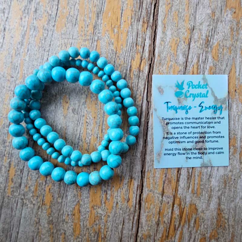 Natural Stone Triple Stack Bracelet - Turquoise