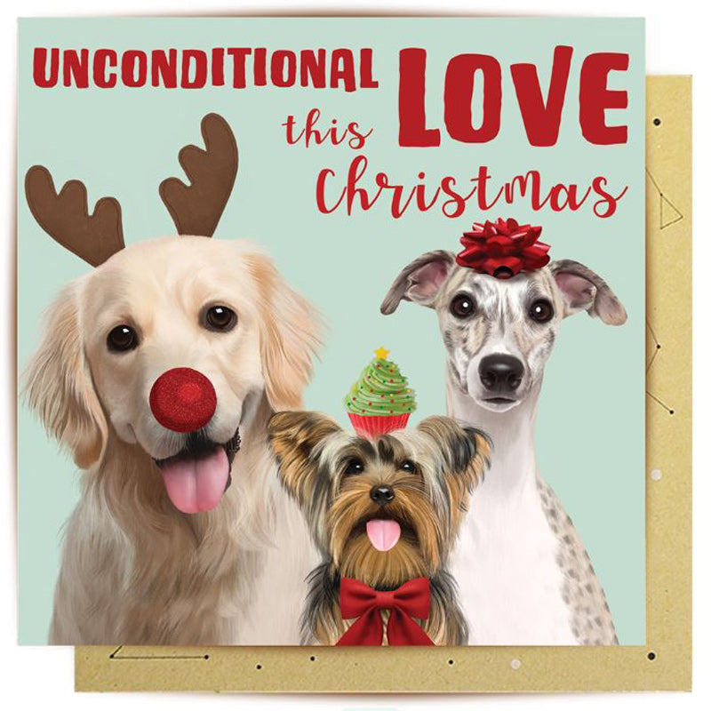 Unconditional Love Dogs Christmas Greeting Card