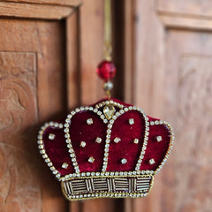 Hanging Jewelled Velvet Crown Christmas Ornament