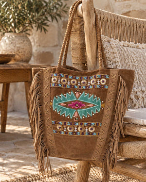 Wildflower Spirit Embroidered Suede Shoulder Bag