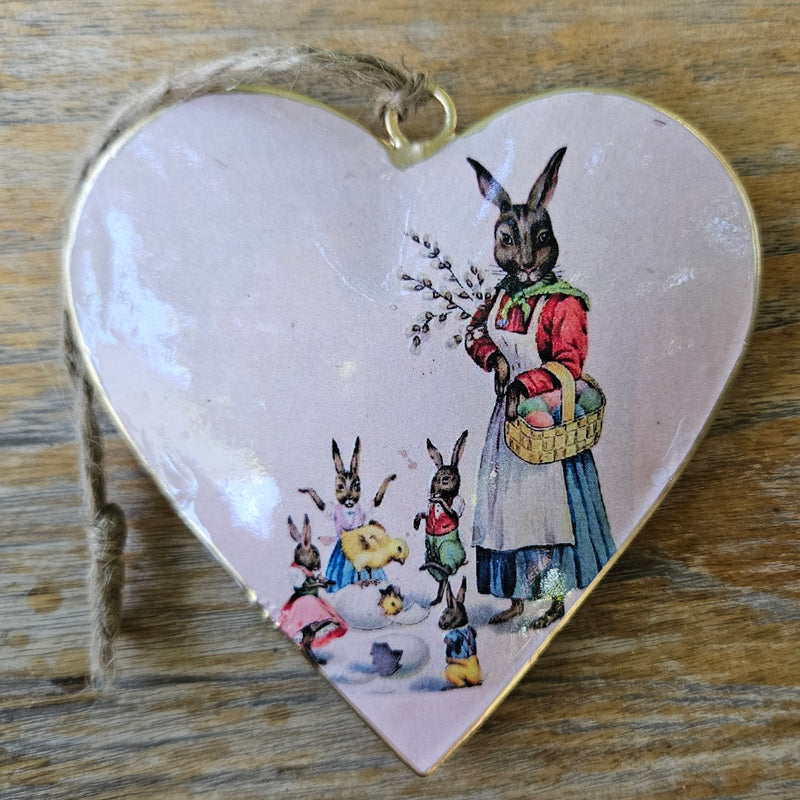 Vintage Metal Heart Rabbit Design - Chicks