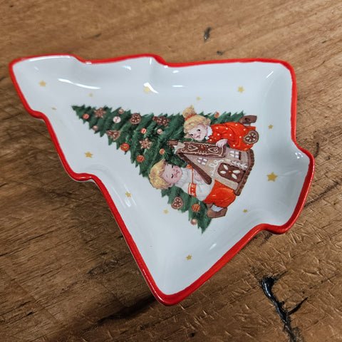 Vintage Style Christmas Trinket Plate - Tree
