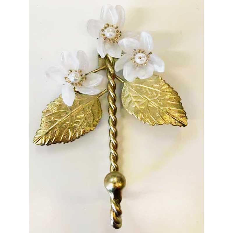 Flower Wall Hook - White & Gold