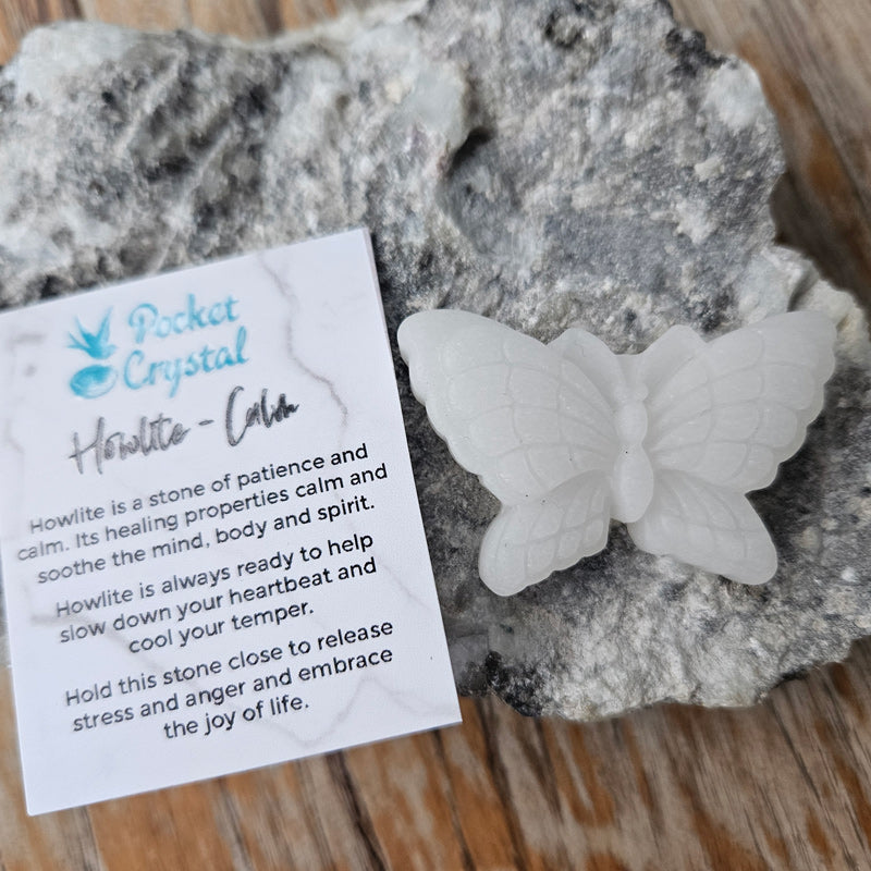 Howlite Pocket Crystal Butterfly - Calm