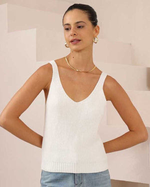 Elle Cotton Knit Cami - White