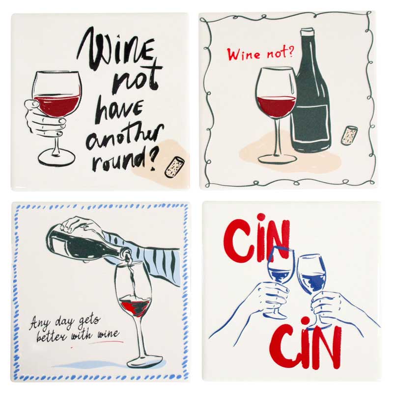 Wine Lovers Set of 4 Coasters