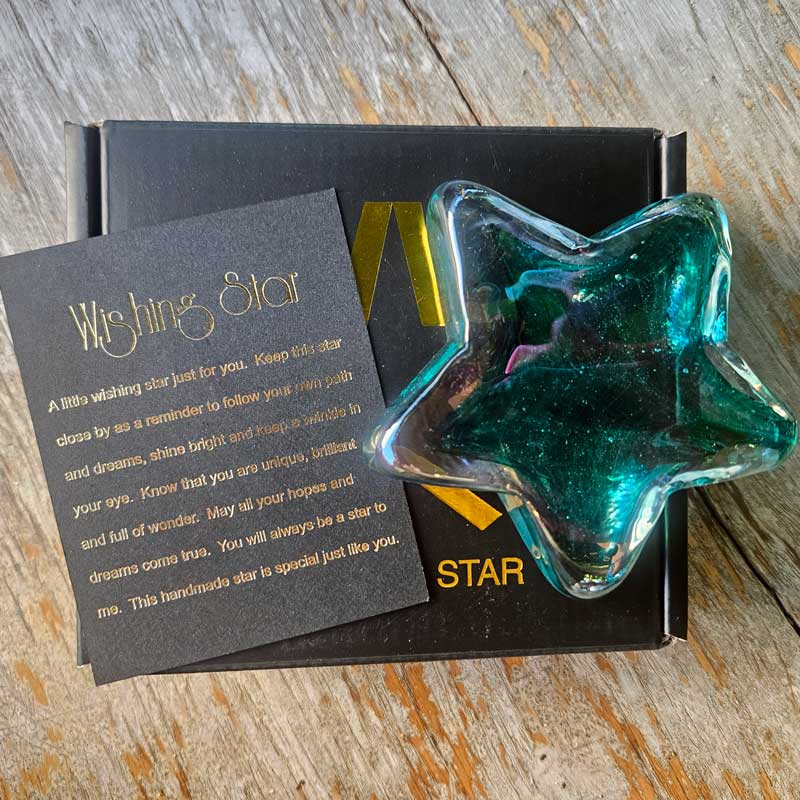 Glass Wishing Star - Teal