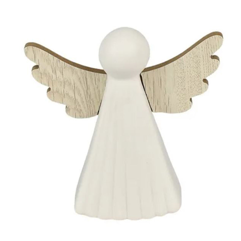 Ceramic & Wood Angel Ornament