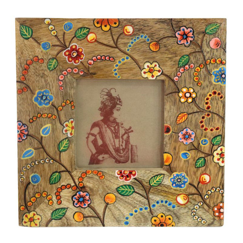 Handpainted Wooden Floral Photo Frame 4 x 4