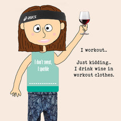 Lucy Loves Life Card - I Workout With Wine