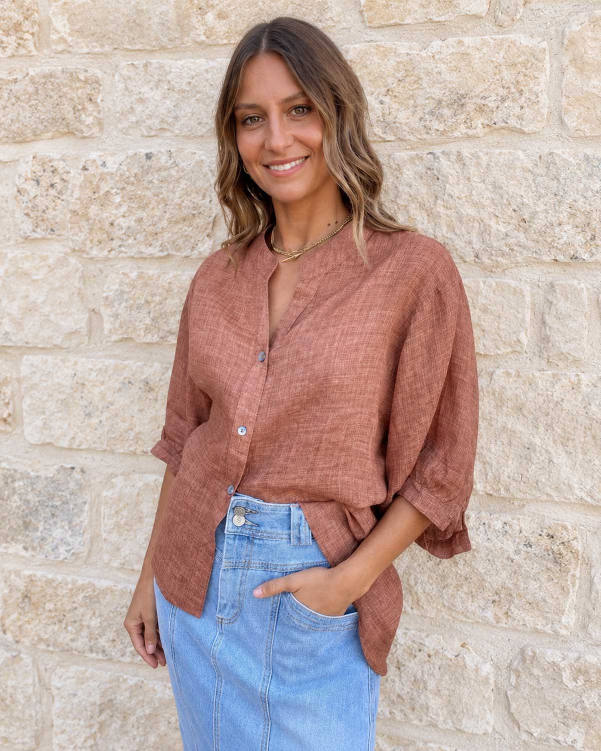 Worthier The Label Aurora Linen Shirt – Clay