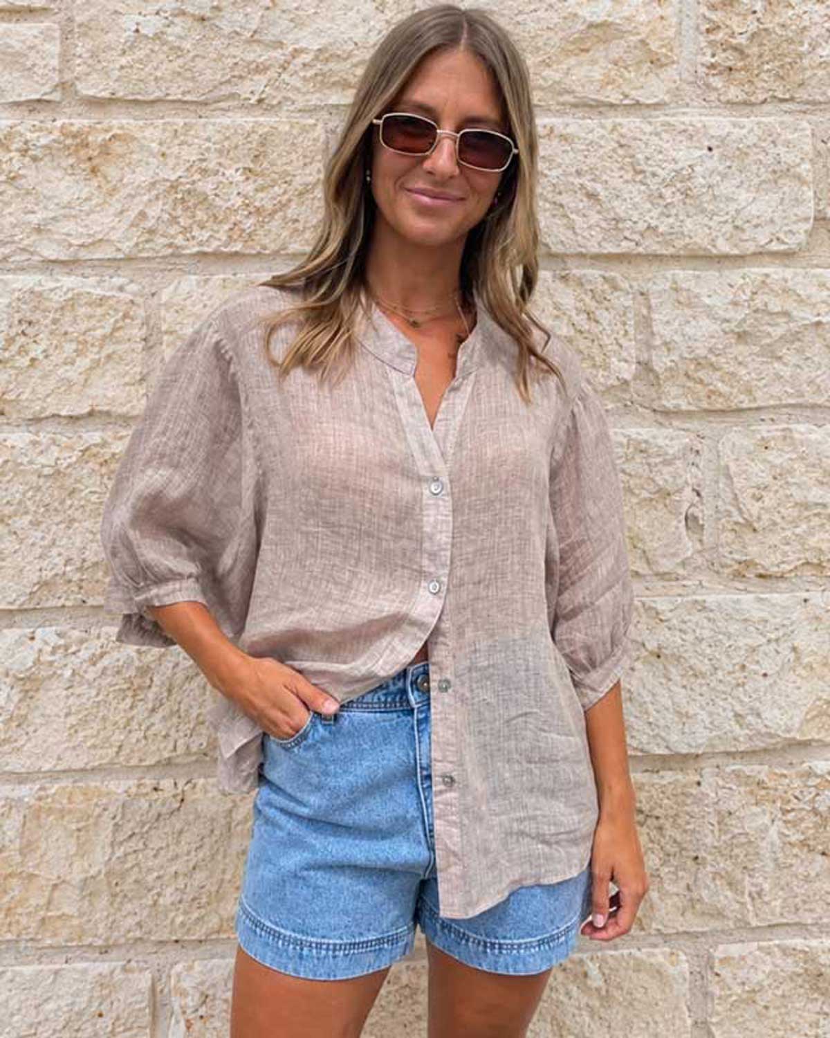 Worthier The Label Aurora Linen Shirt – Biscuit