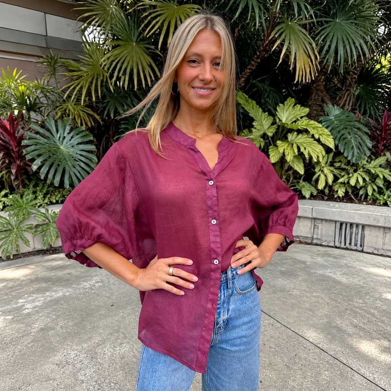 Worthier The Label Aurora Linen Shirt – Rosewood