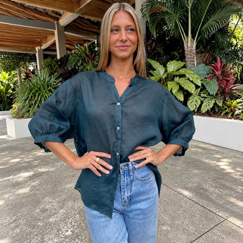 Worthier The Label Aurora Linen Shirt – Slate