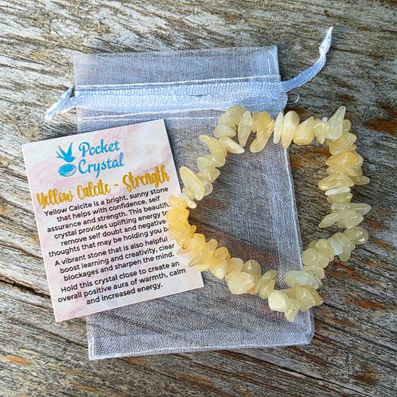 Yellow Calcite Crystal Chip Stretch Bracelet