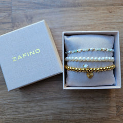 Set of 3 Stretch Bracelets Stack By Zafino - Aqua