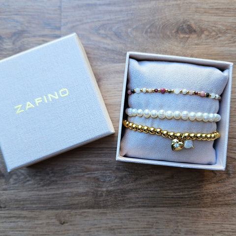 Set of 3 Stretch Bracelets Stack By Zafino - Pink Rouge