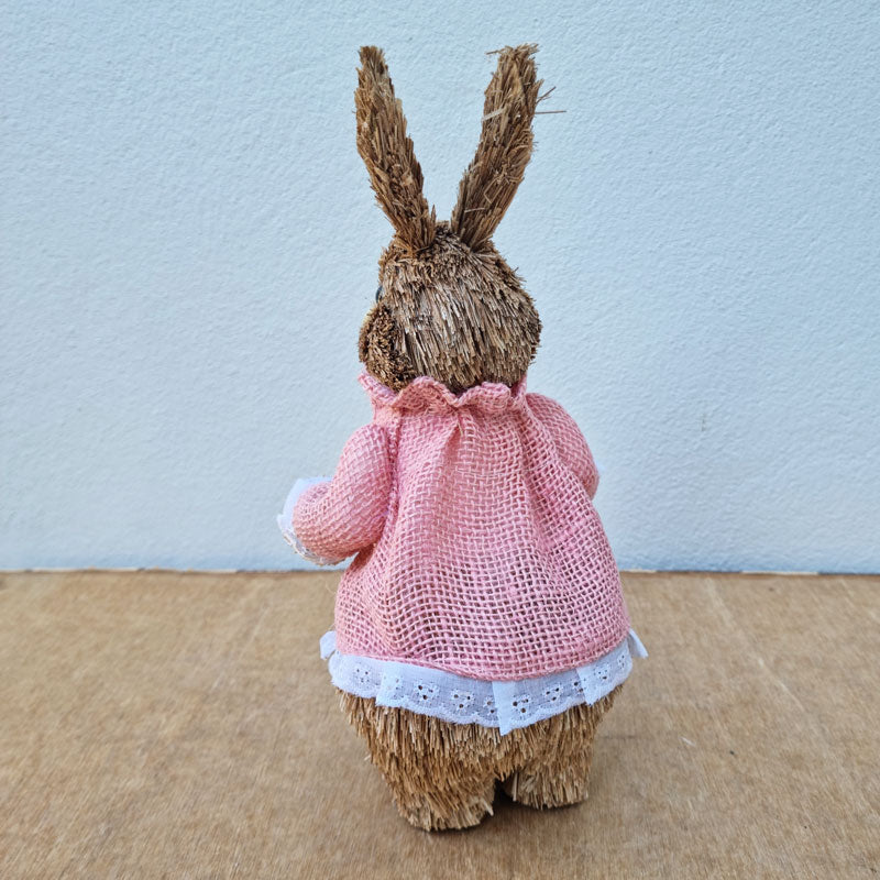 Abi Straw Rabbit With Pink Dress