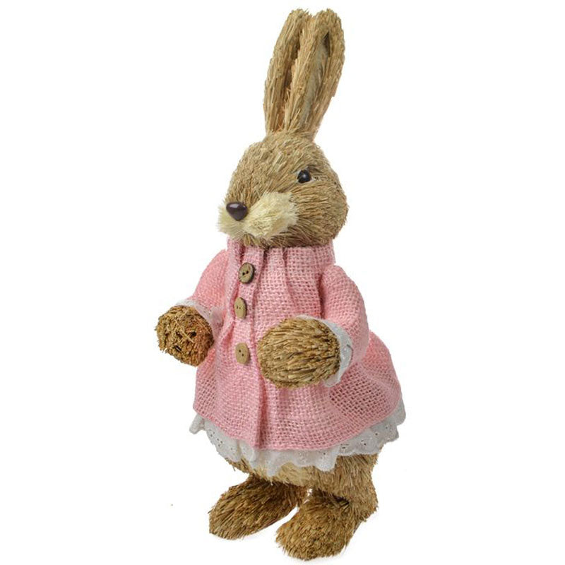 Abi Straw Rabbit With Pink Dress
